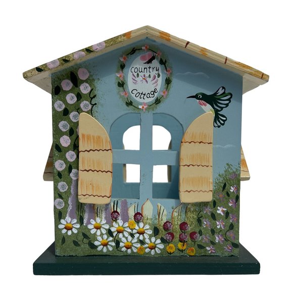 Vintage Bird House Perch Brightly Colored Country Cottage Style Decor